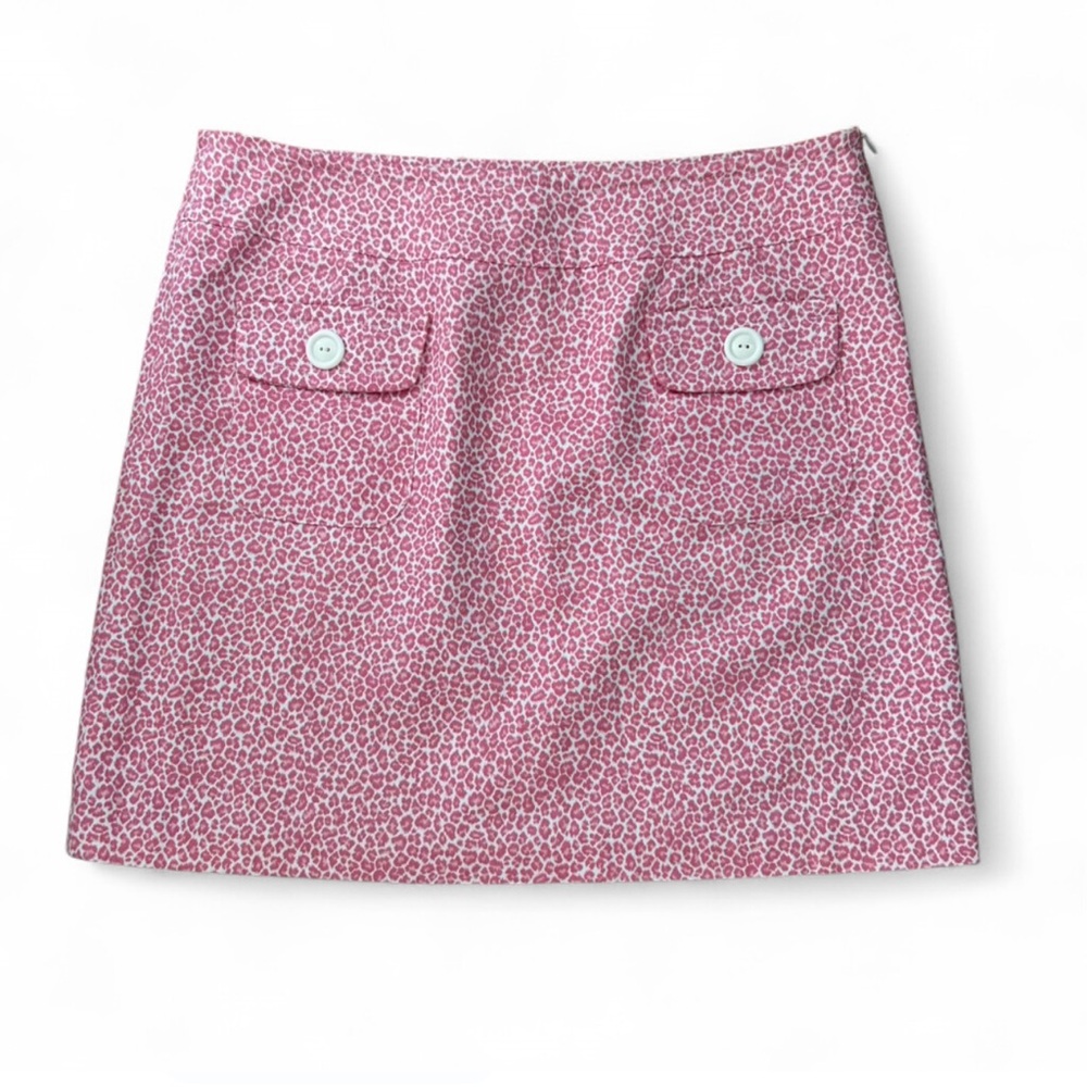 Skirtin Around Pink Mini Skirt Leopard with Button Accents
